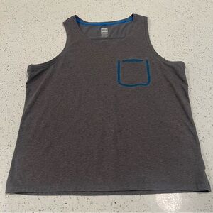 MEC Men's Performance Tank With Front Unique Pocket Gray with Blue Trim Size L